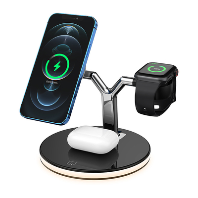 GTIMLMC Safe Convenient Hot Selling Radio Charger 4 in 1 Magnet Wireless Charger Holder for iPhone 13 12 Stand Wireless Charger Led Lamp