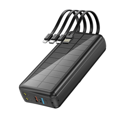 Support PSOOO 30000mah Fast Charging Power Bank with Cable and Plug Quick Charging Solar Phone Charger with Flashlight