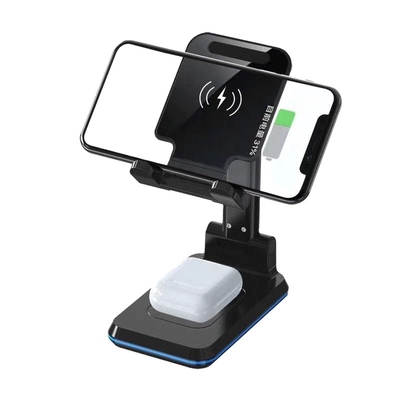 Qi 2020 new 3 in 1 mobile phone desk stand foldable wireless charger double 10W wireless charger