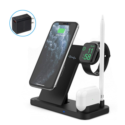 Multifunctional Charging Station 4 in 1 Fast Qi Foldable Wireless Charging Station 3 in 1 Wireless Charger for iPhone